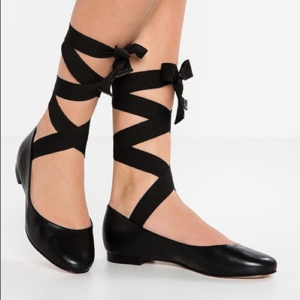 Topshop Kute Ballet Ankle Tie Flats